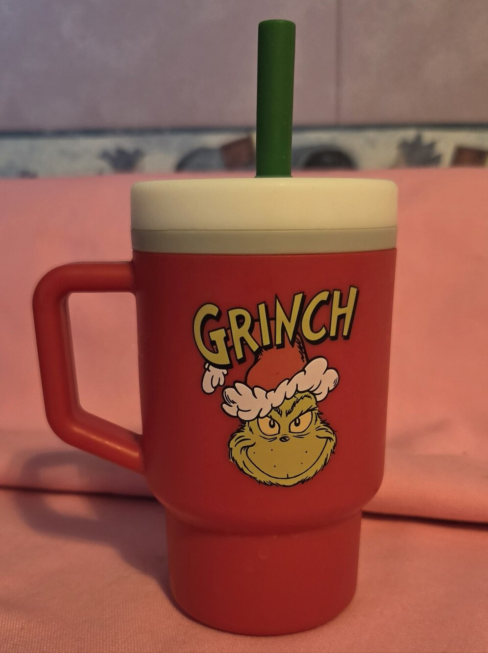Infantino Grinch Red Holiday Silicone Tumbler with Straw, Licensed Character.